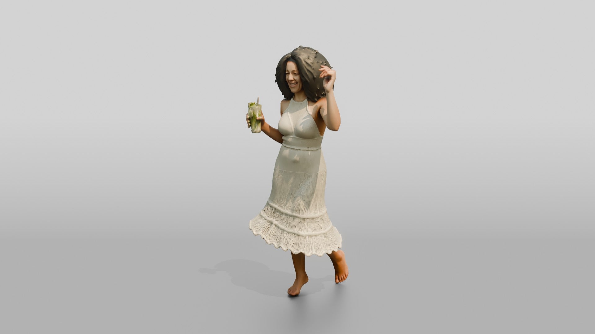Woman Dancing in a Crochet Dress