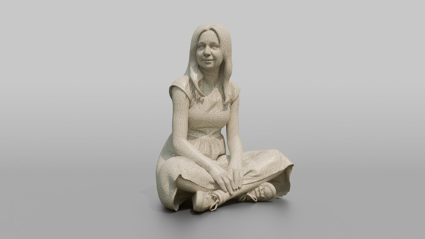 British Teenage Girl Sitting in a Summer Dress