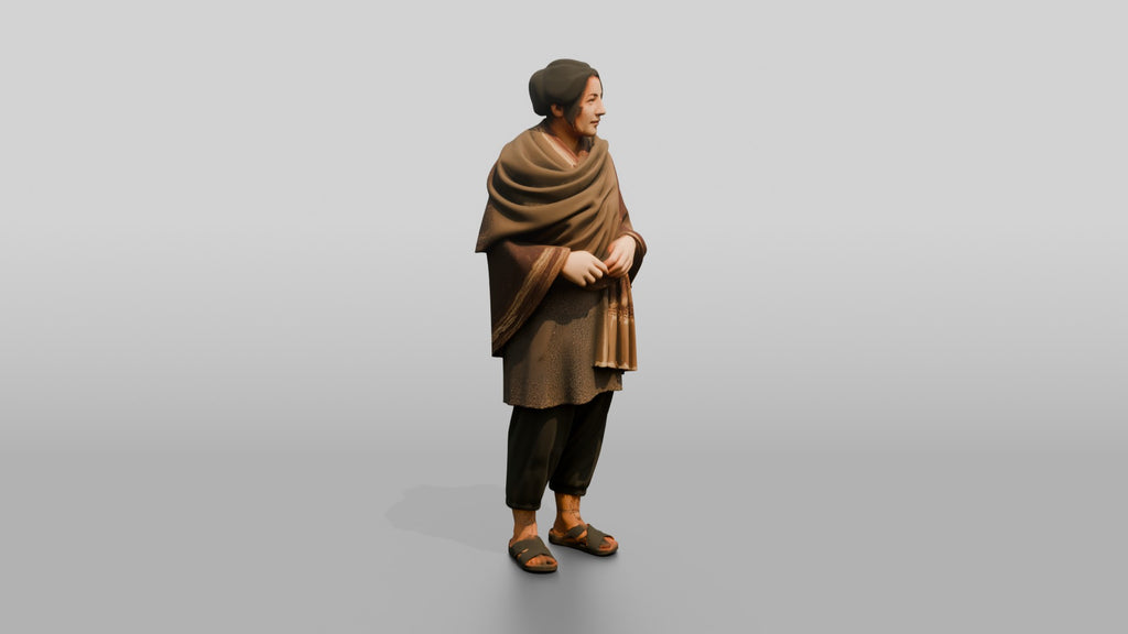 Homeless Woman Wrapped in a Thick Wool Shawl