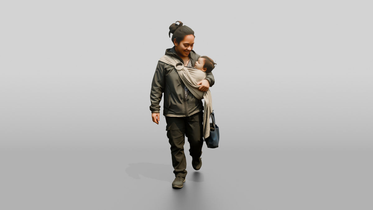 Southeast Asian Female Walking - 3D character model, view 5