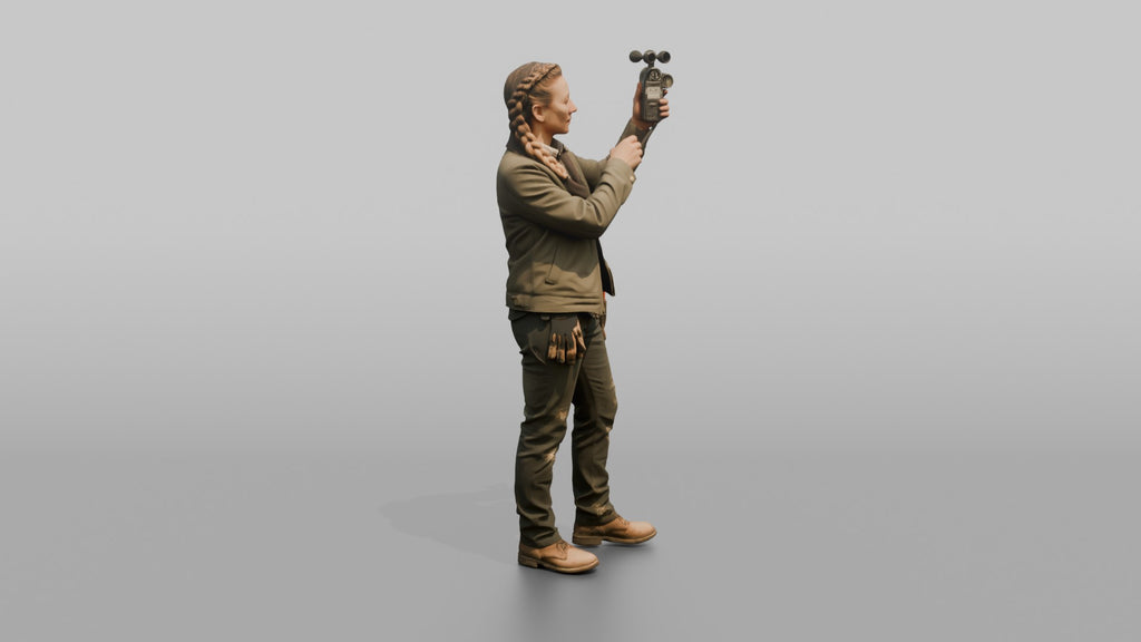 Farmer Measuring Wind Speed Handheld Anemometer