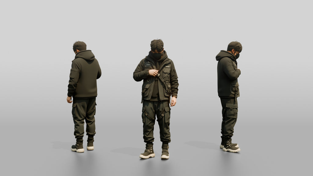 Techwear Man Zipping Up His Jacket