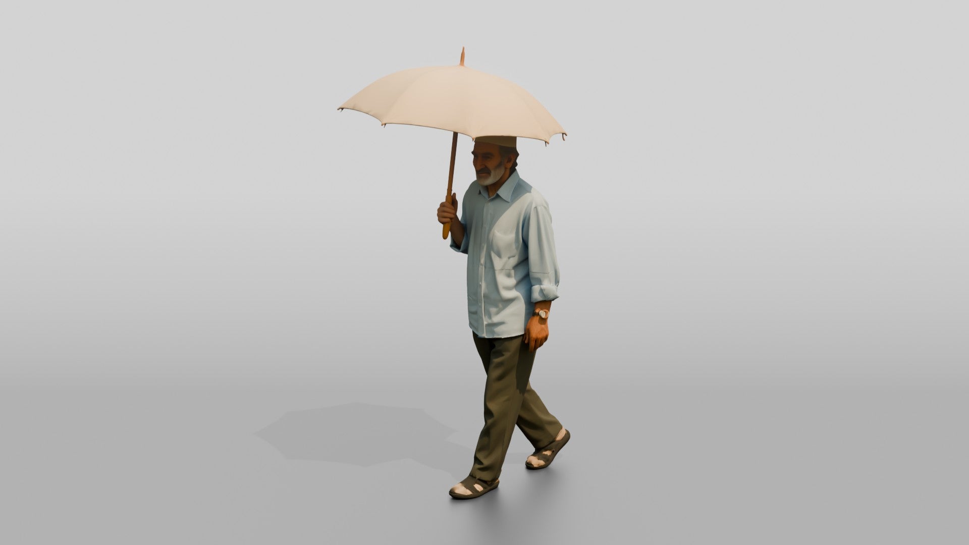 Elderly Slender Persian Man in a Taqiyah Cap