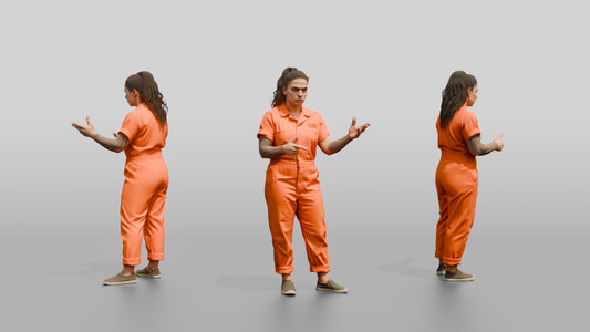 Middle Eastern Female Prisoner in an Orange Jumpsuit