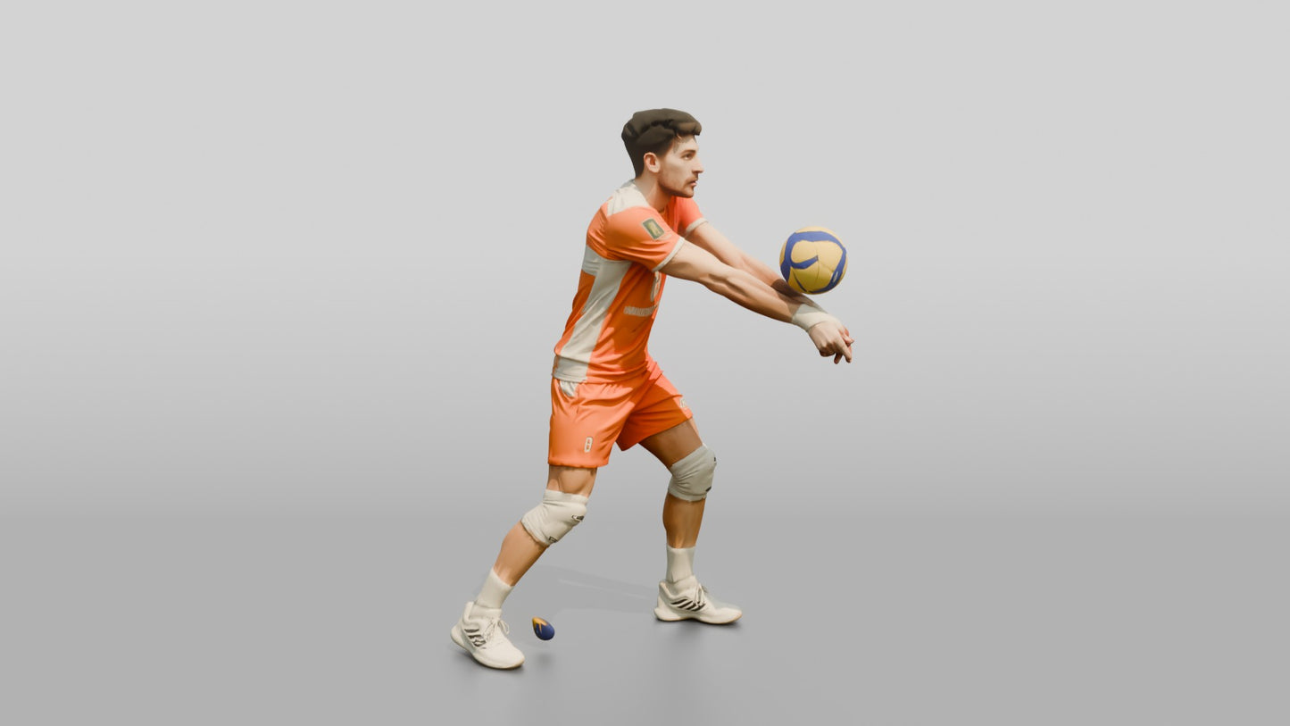 Male Volleyball Player in Orange and White Kit
