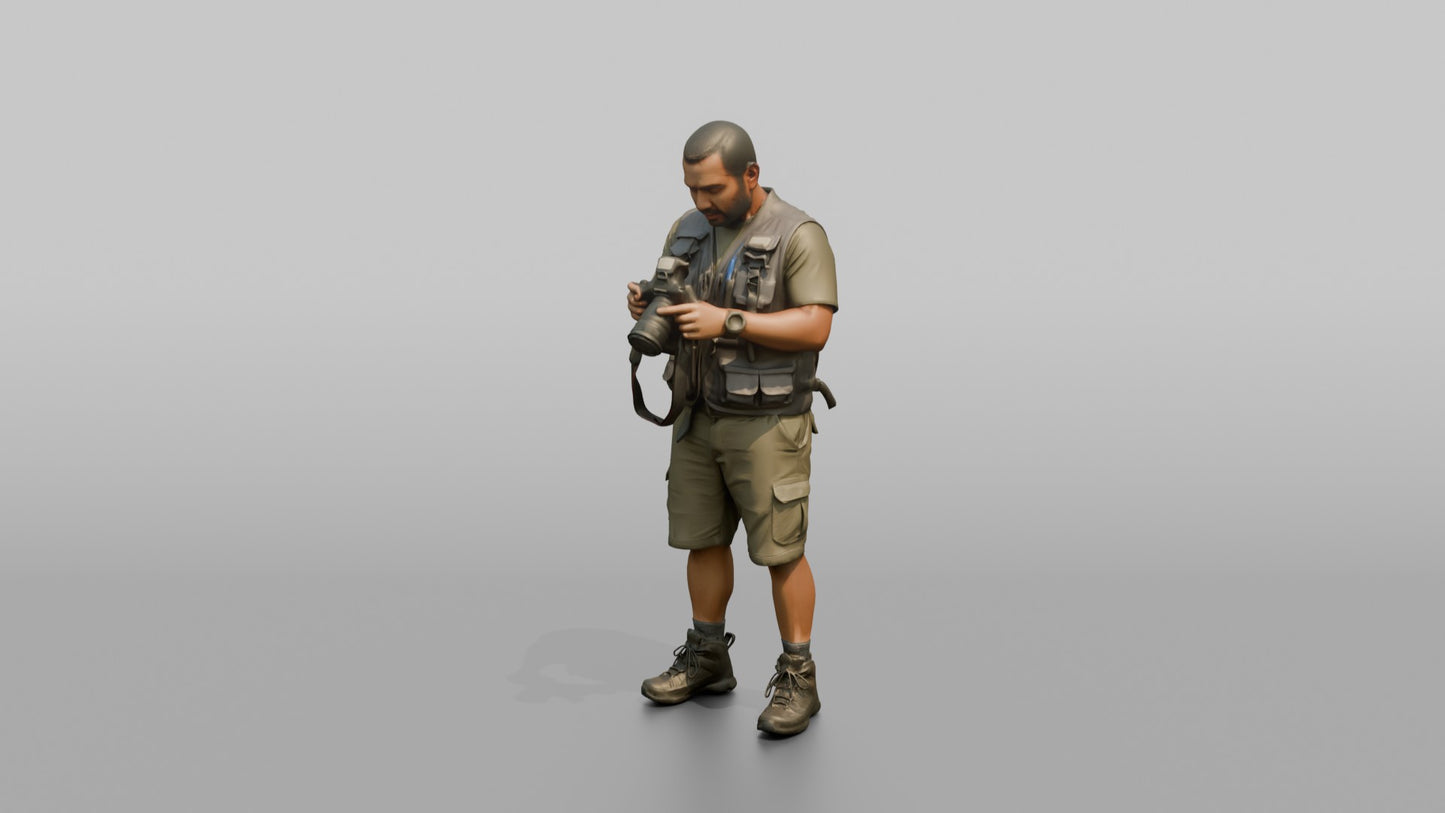 Vacationer Wearing Tactical Travel Vest And Shorts