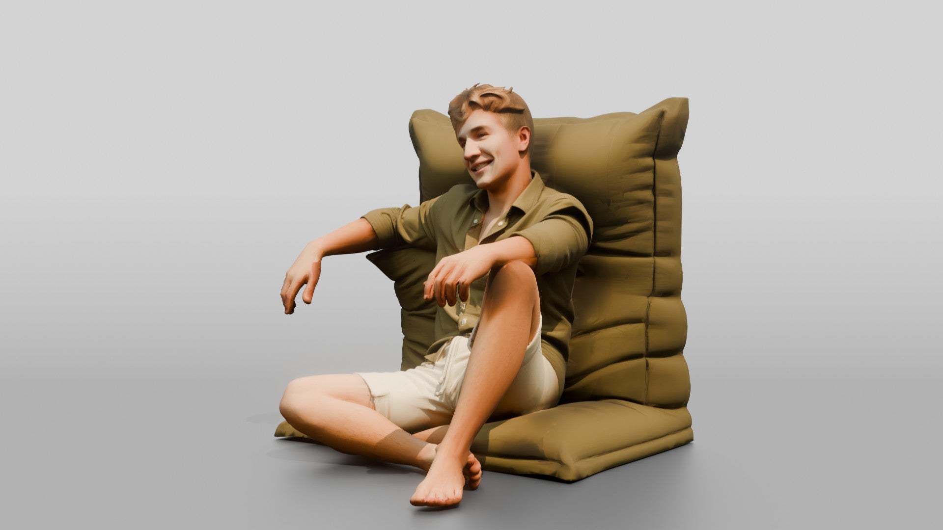 Man Reclining on a Lounge Cushion