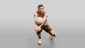 Caucasian Male Volleyball Player in Pink and Grey Jersey - 3D character model, view 1