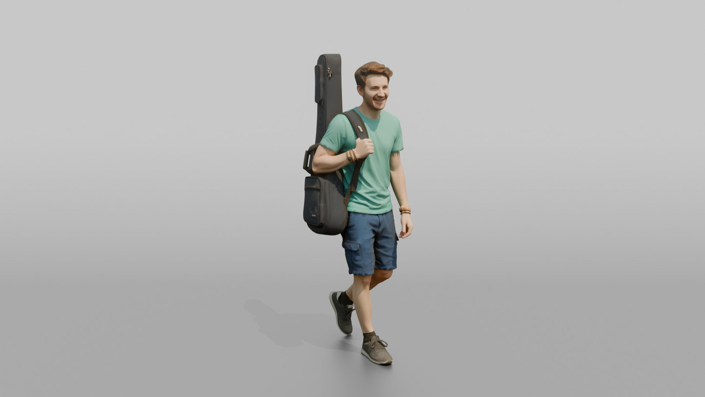Vacationer Wearing Bright Teal T Shirt