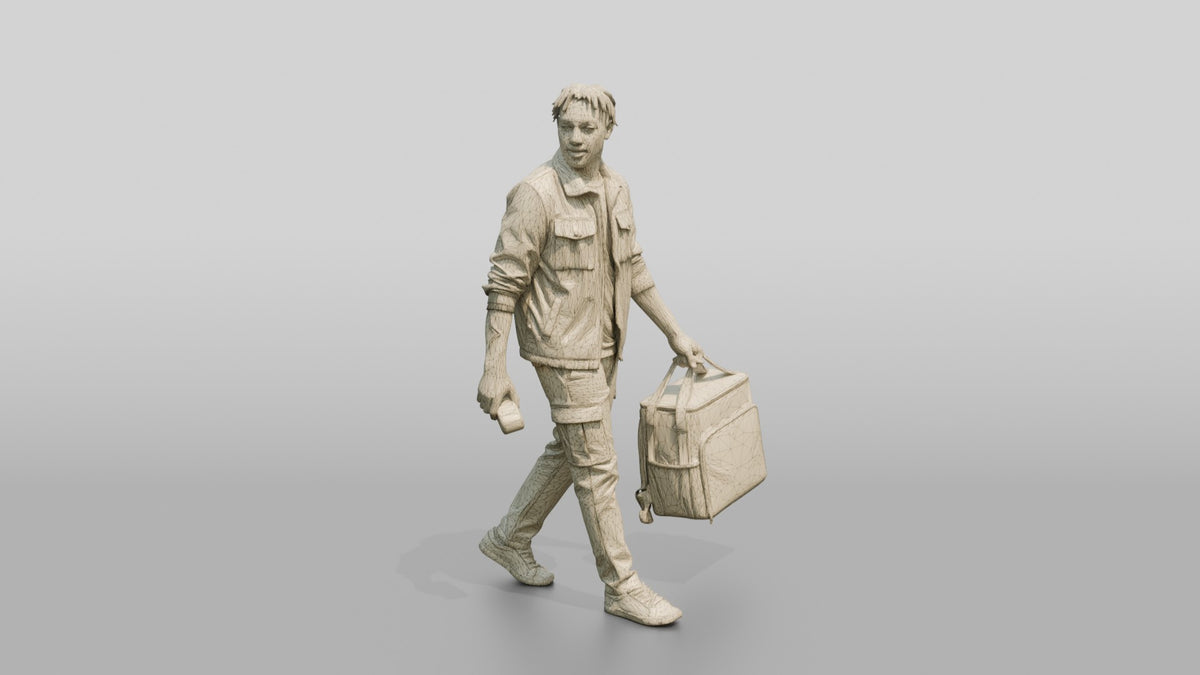 Food Delivery Courier - wireframe topology preview