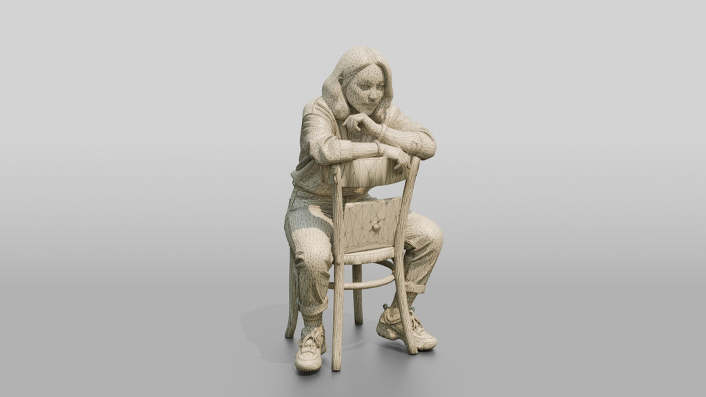 Asian Woman Sitting Backwards on Chair