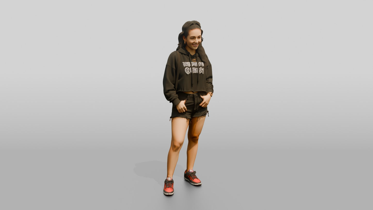 Latina Woman in Cropped Urban Hoodie