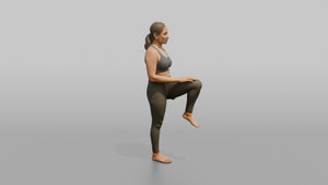 Bodyweight Athlete Woman Doing A Standing Knee Raise - 3D character model