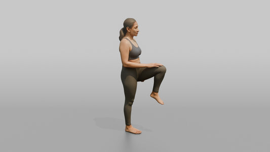 Bodyweight Athlete Woman Doing A Standing Knee Raise - 3D character model