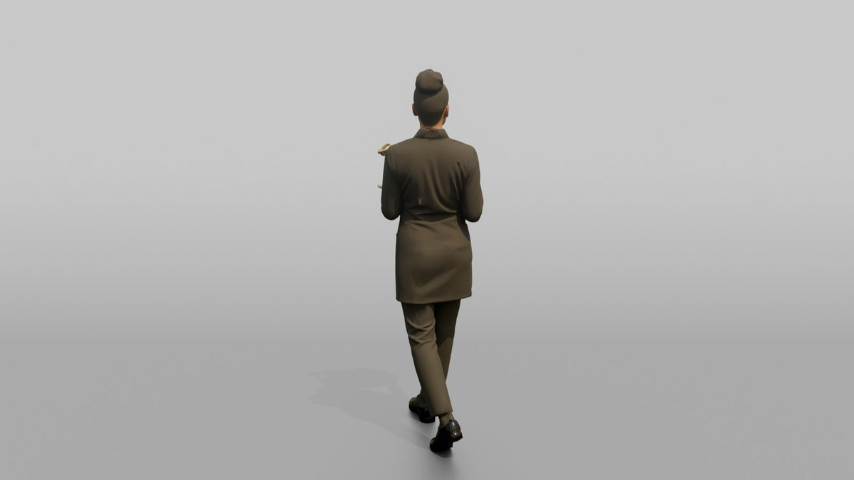 Cocktail Server Woman Carrying A Tray Of Colorful Cocktails - 3D character model, view 3