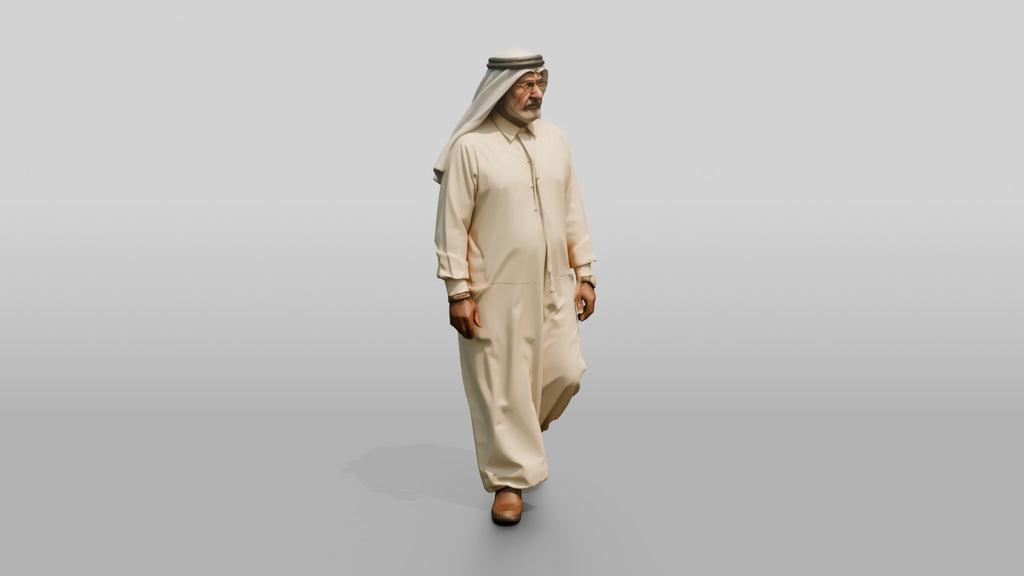 Elderly Stocky Emirati Man in Kandura and Ghutra