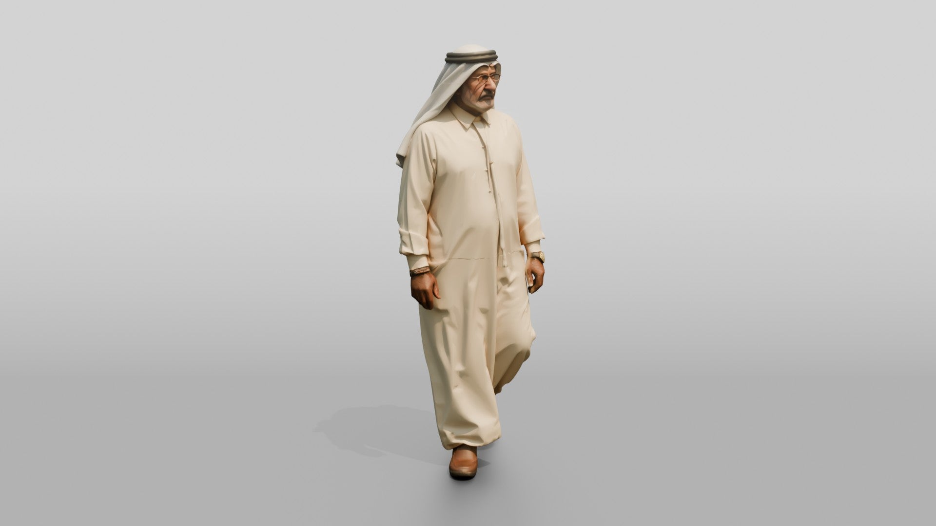 Elderly Stocky Emirati Man in Kandura and Ghutra