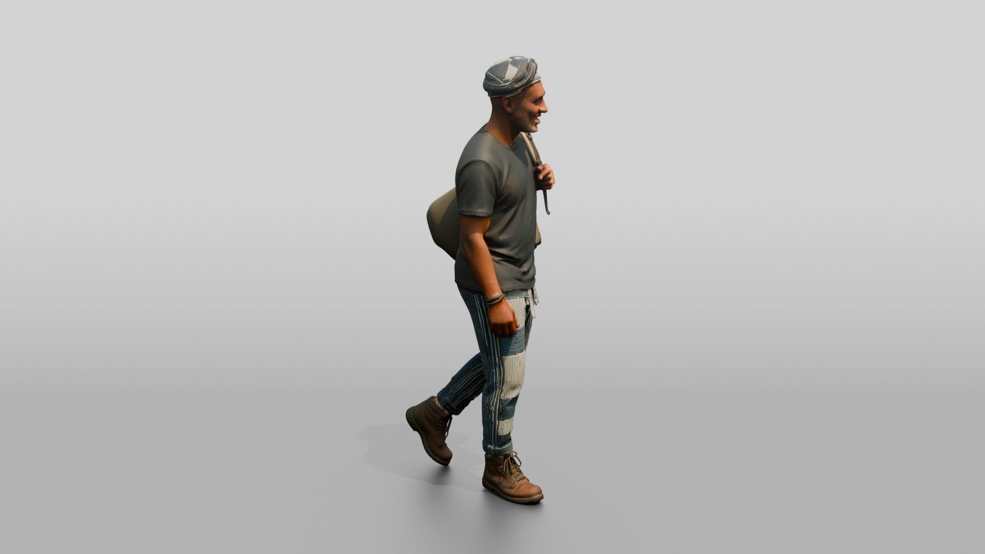 Elderly African Man Exploring with a Backpack