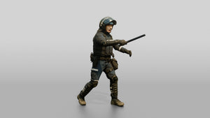 Riot Police Officers Advancing with Batons - 3D character model, view 1