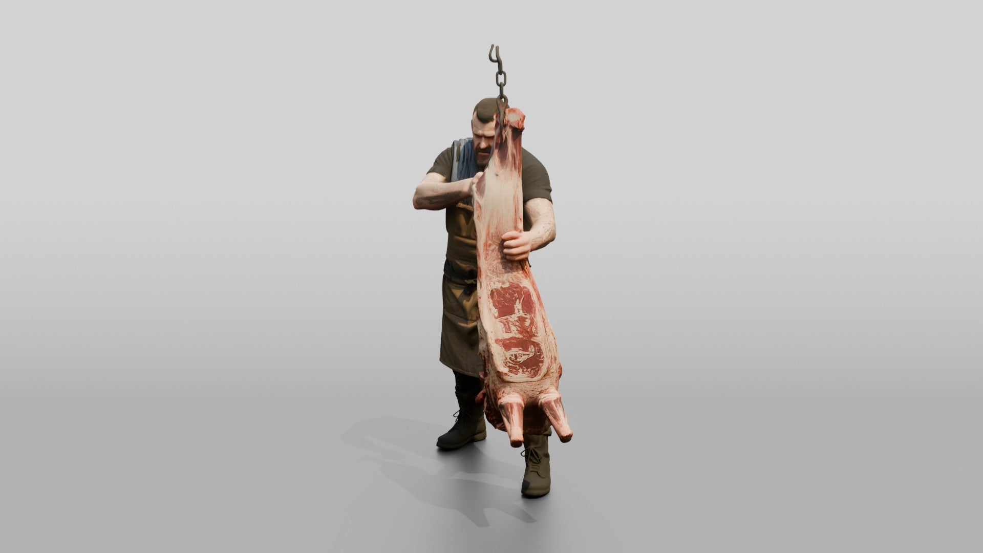 Butcher Chef Cleaving Beef