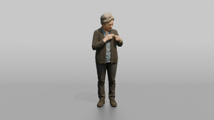 Grandmother Adjusting A Brooch On Her Cardigan - 3D character model
