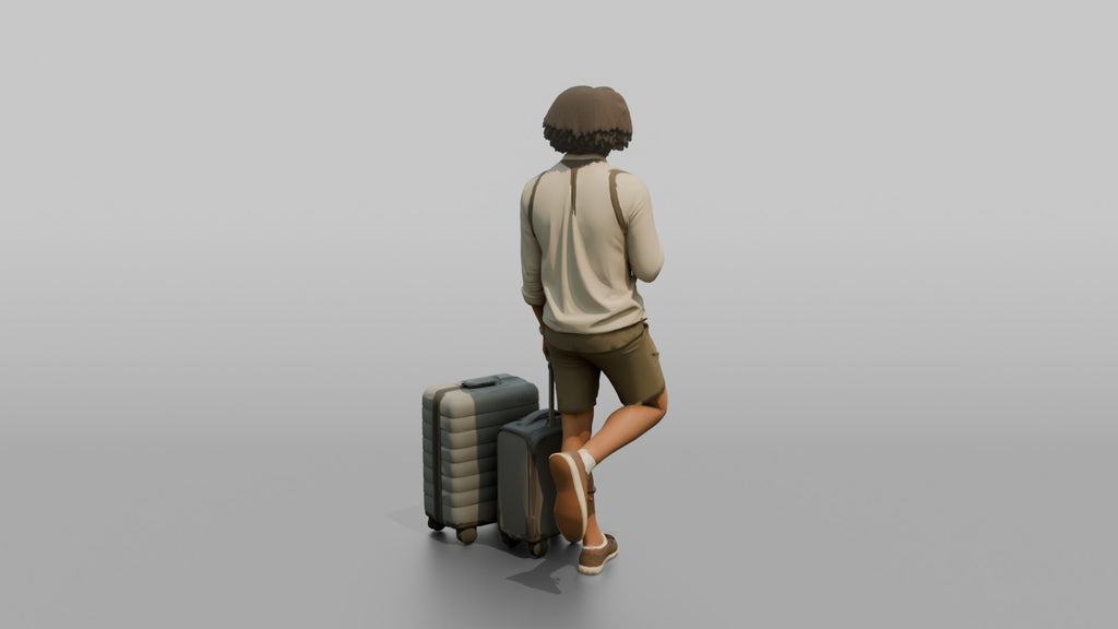Traveler Leaning Against A Pillar