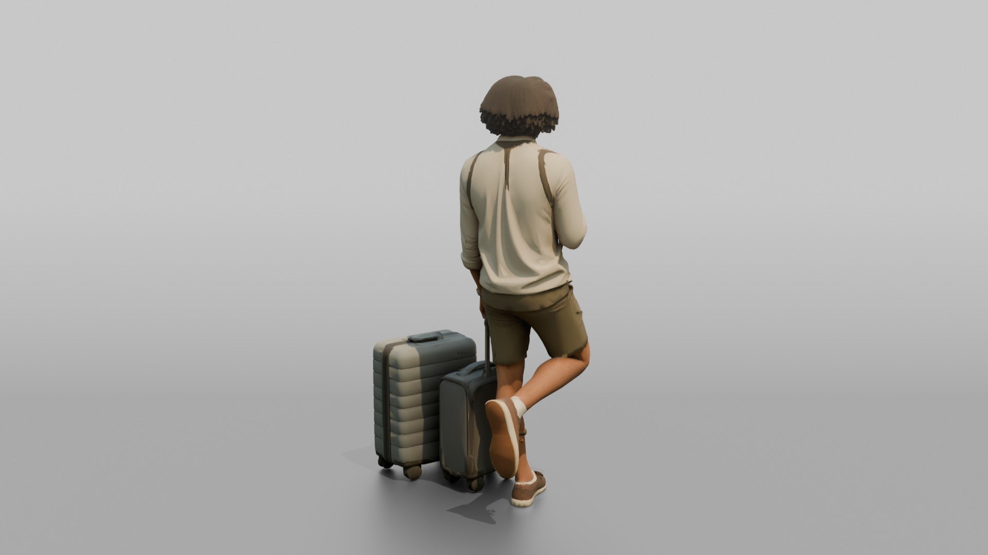 Traveler Leaning Against A Pillar