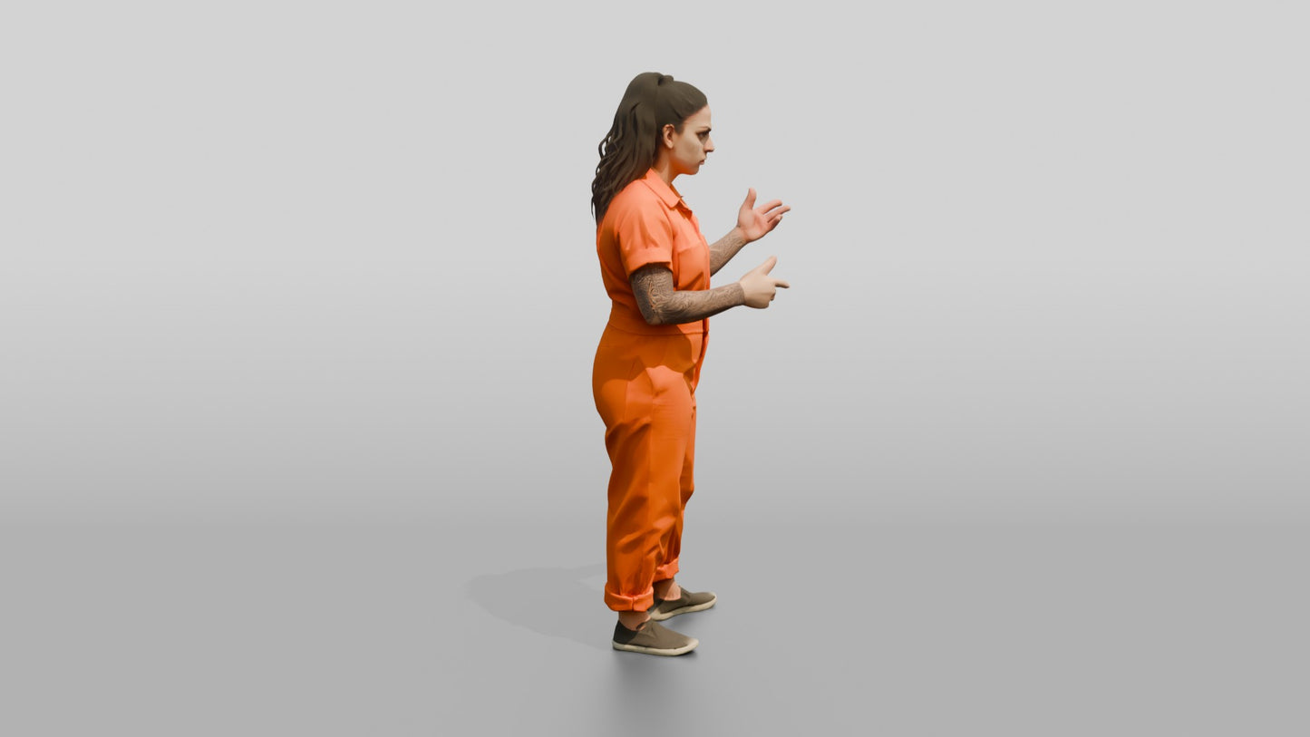Middle Eastern Female Prisoner in an Orange Jumpsuit