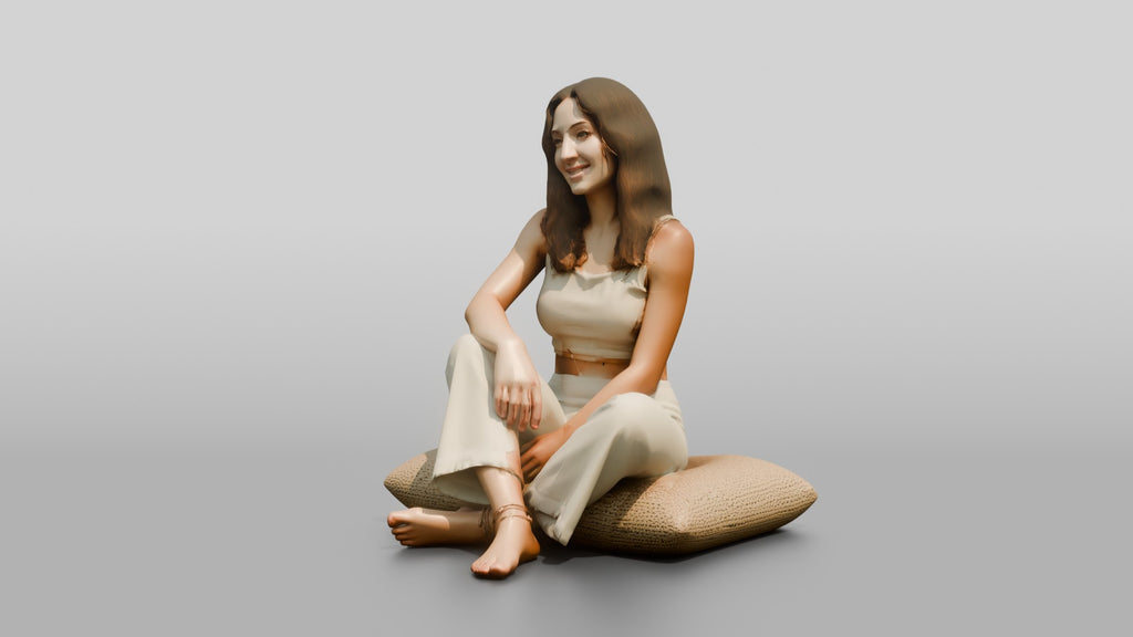 Woman Sitting Cross-Legged on a Cushion