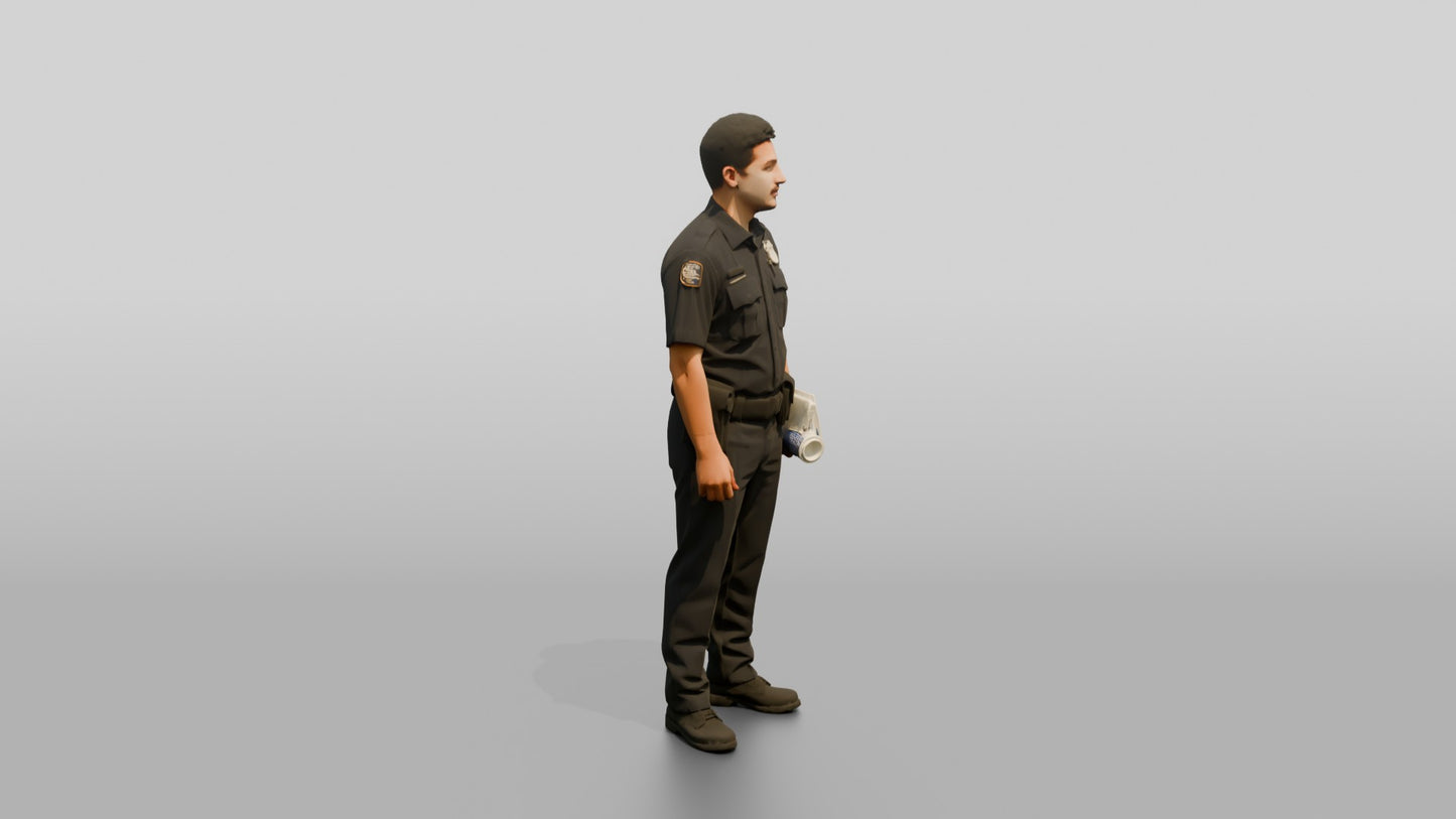 Police Officer Holding a Rolled Document