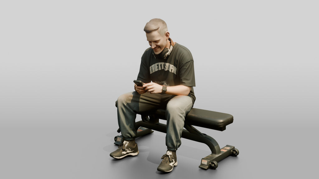 Man Sitting on Weight Bench