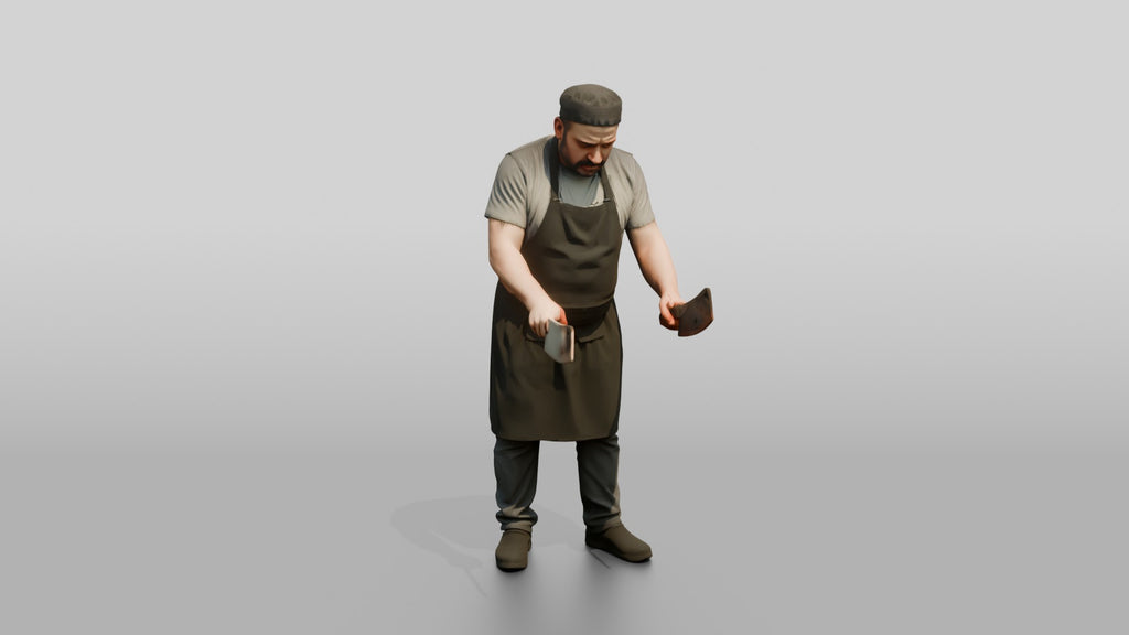 Cook Chopping Kebab Meat