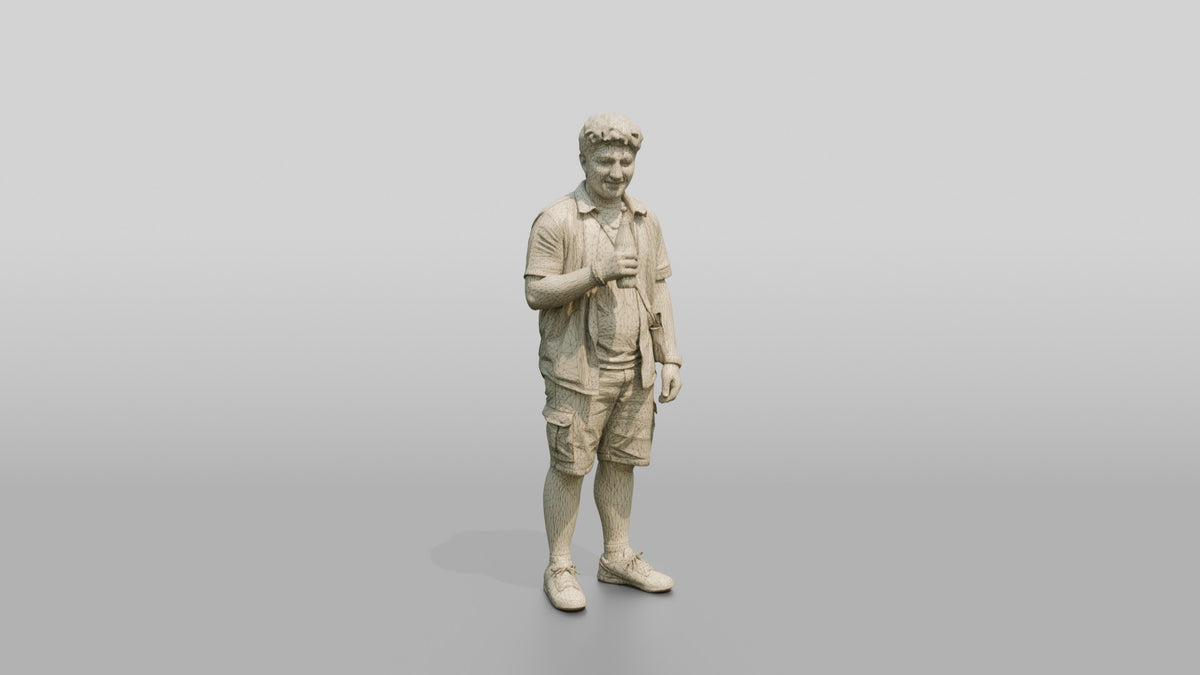 Stocky Young Lebanese Man by a Food Truck - wireframe topology preview