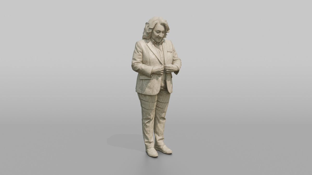Receptionist Woman Adjusting Their Blazer - wireframe topology preview