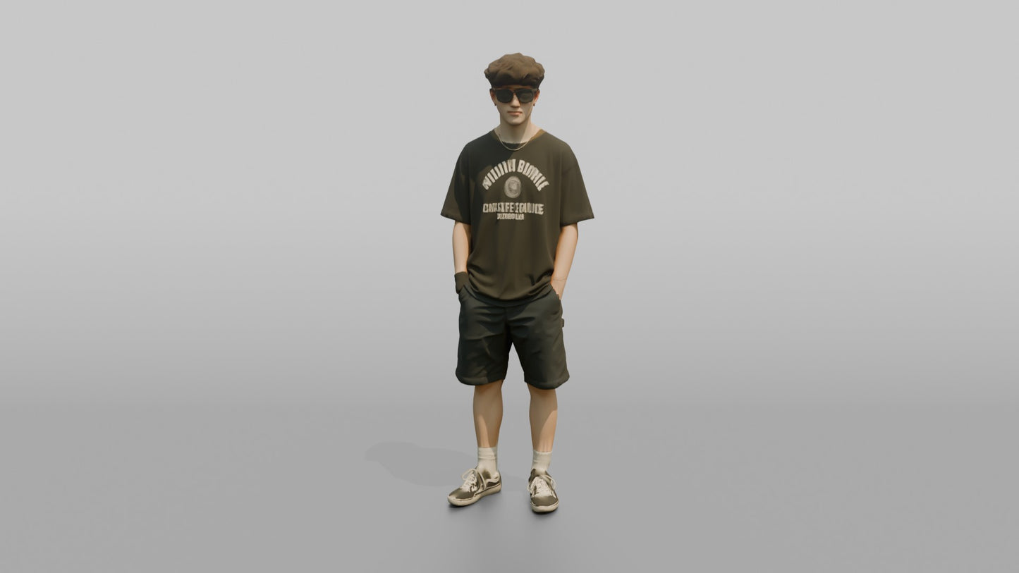 Teenager Posing in a Skate Tee and Sunglasses