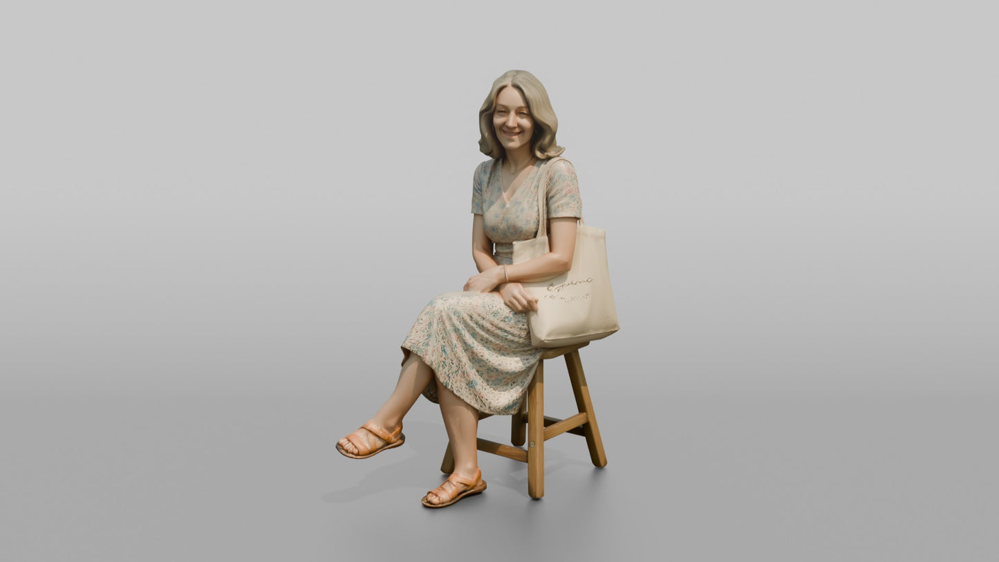 British Woman Seated in a Floral Summer Dress