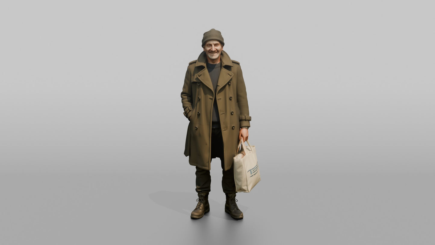 British Man Standing in a Winter Trench Coat