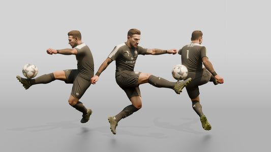 Soccer Player Spin Volley Strike