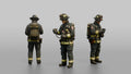 Firefighter Man Checking His Oxygen Gauge Pressures