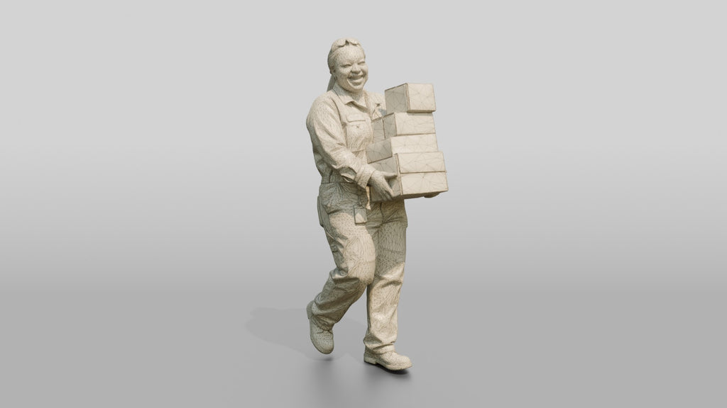 Mechanic Carrying Oil Filter Boxes