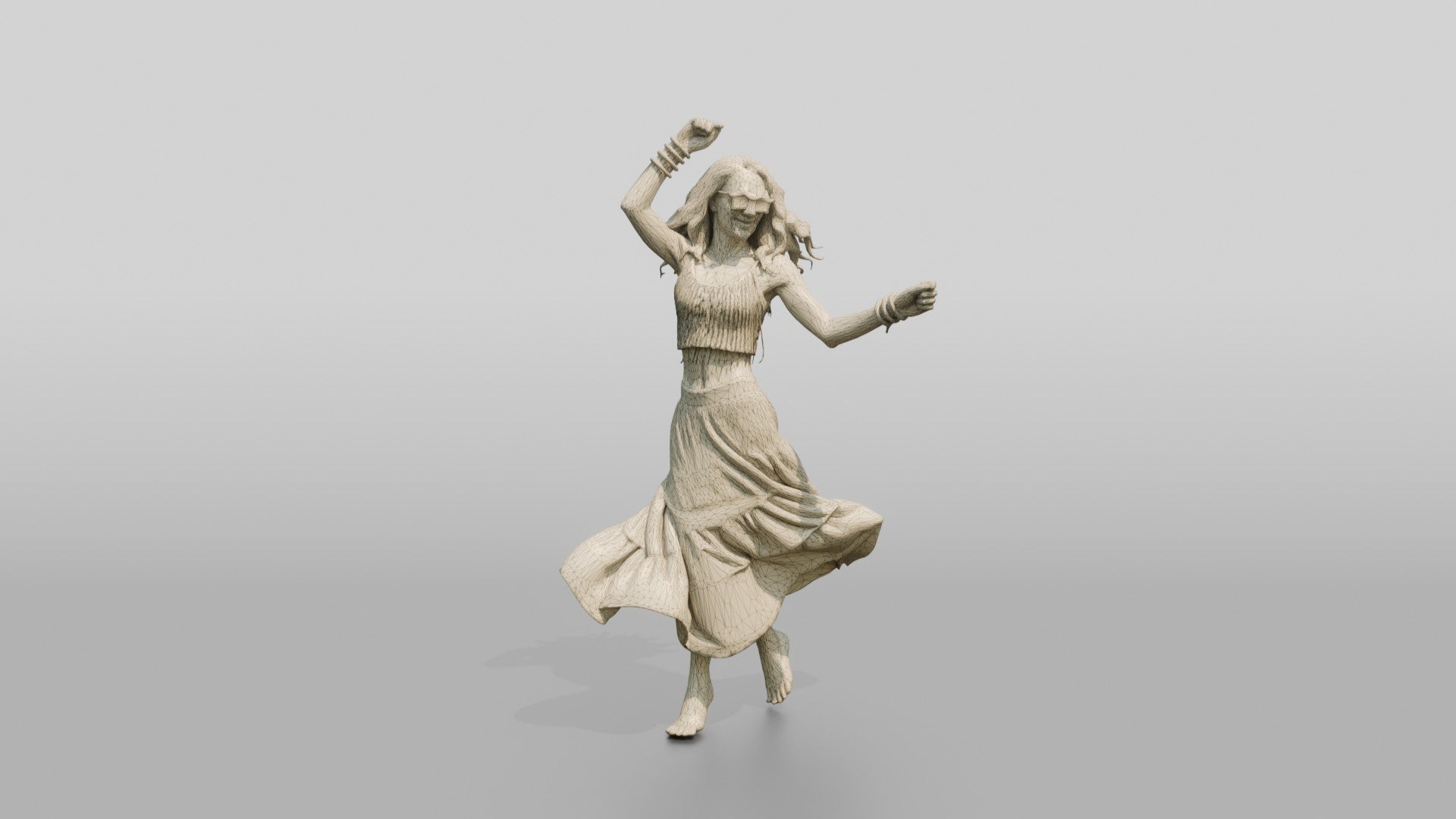 Festival Dancer in a Patterned Skirt