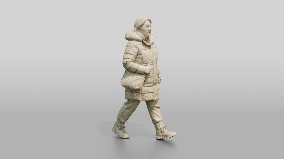 Central Asian Female Walking - wireframe topology preview