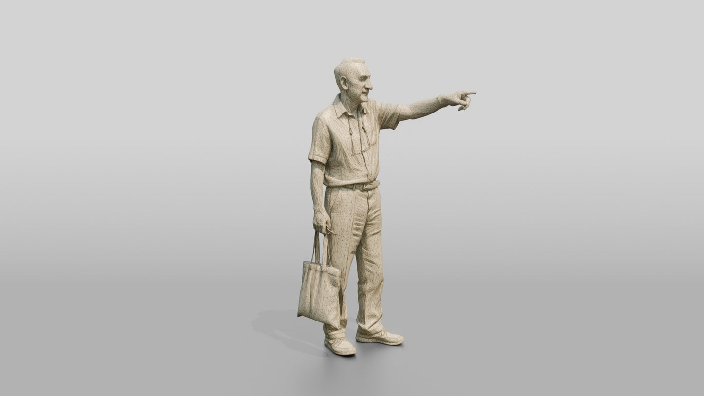Elderly Tall Croatian Man Pointing at the Distance