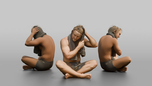 Surfer Drying His Hair with a Towel