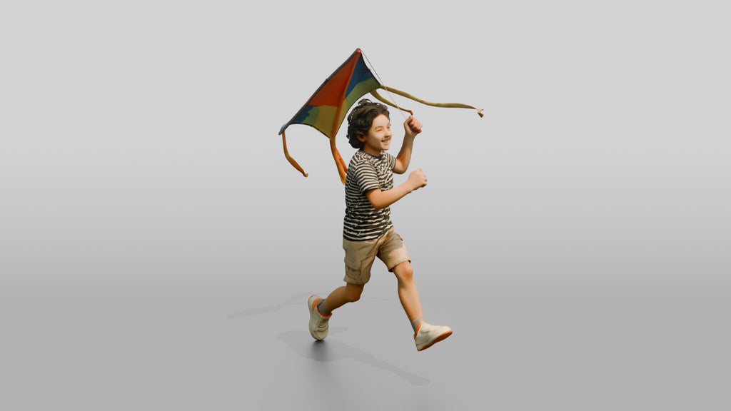 Slim Young Persian Boy Flying a Kite