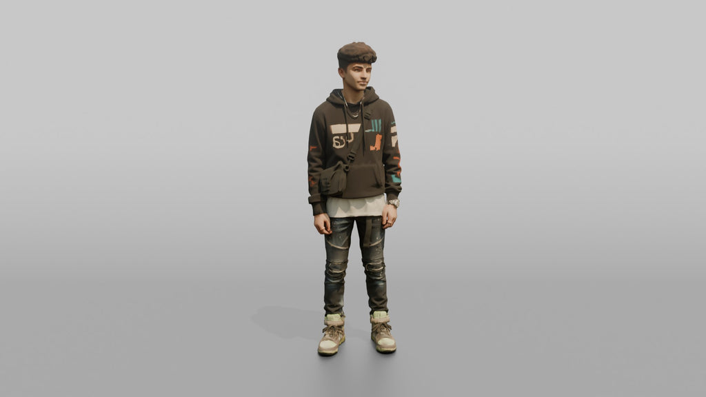 Middle Eastern Teen in Graphic Hoodie with Crossbody Bag