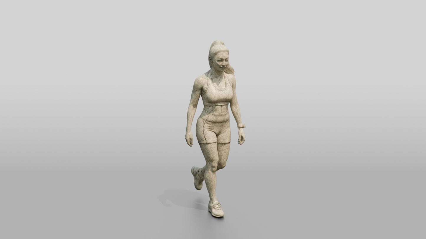 Woman in Lavender Activewear Walking Forward