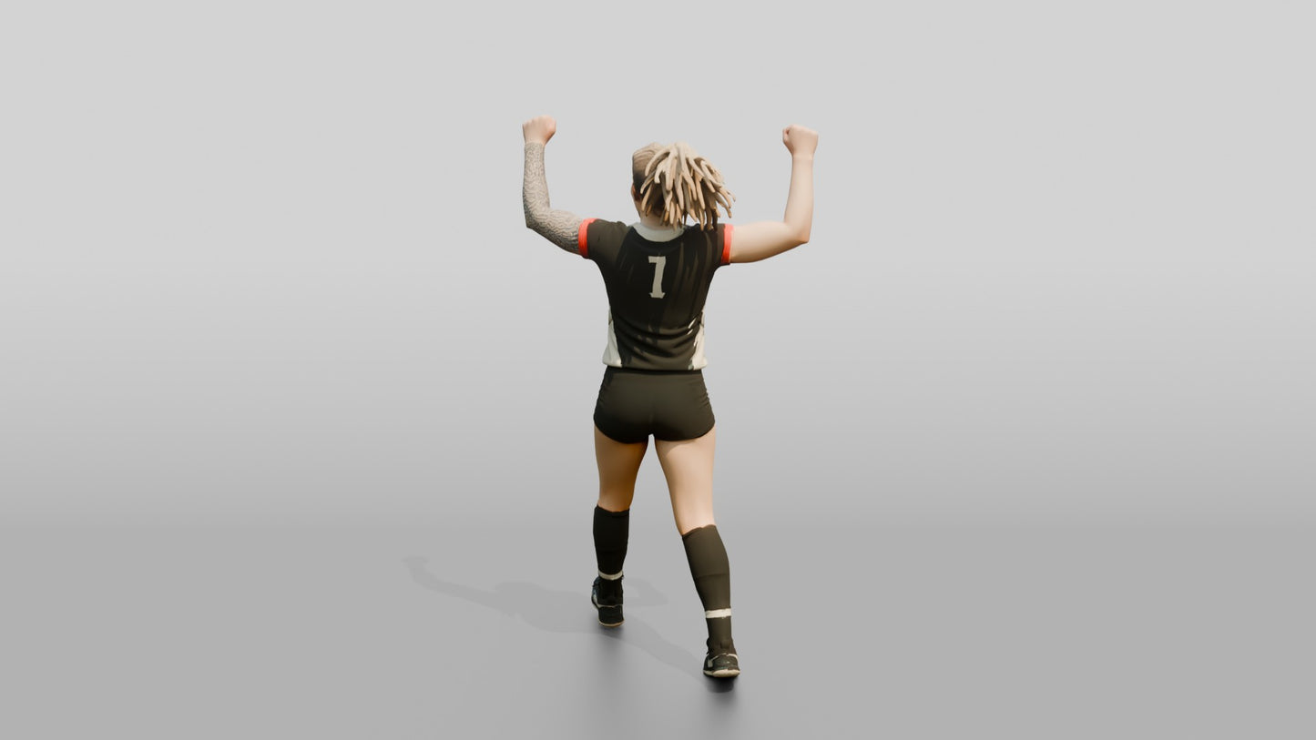 Caucasian Female Volleyball Player in Black Jersey