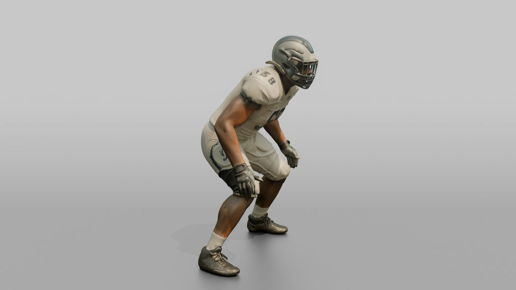 Linebacker in a Low Ready Stance