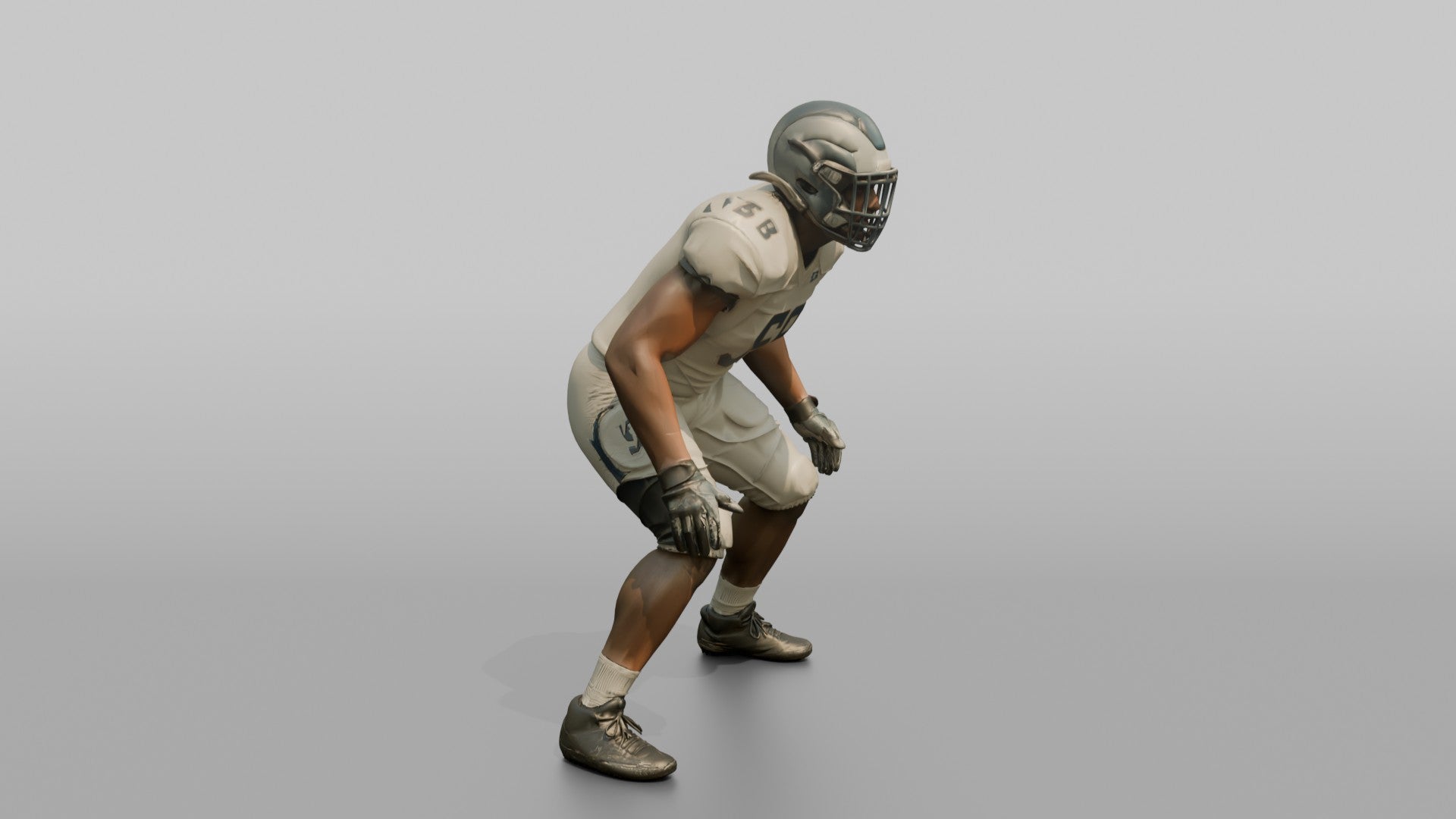 Linebacker in a Low Ready Stance